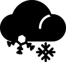 Cloud With Snowflake Icon In Glyph Style. vector