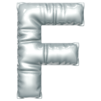 silver- ballong font 3d tolkning, brev f png