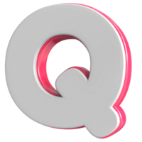 Letter Q White With Pink 3D Render png