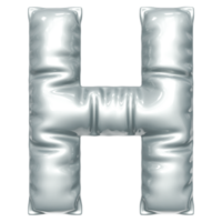 Silver balloon font 3d rendering, letter H png