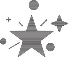 Sparkling Star Icon In Black And White Color. vector