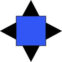 Flat style black and blue geometric element. vector