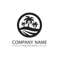 Palm tree summer logo template vector