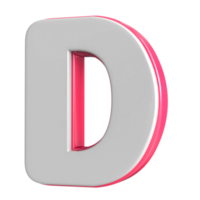 Letter D White With Pink 3D Render png