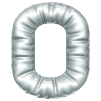 Silver balloon font 3d rendering, letter O png