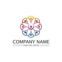 Human and people logo design Community care icon vector