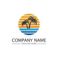 Palm tree summer logo template vector