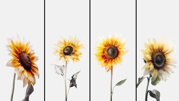 Set of Beautiful Sunflower Drawing Vertical Template or Card Design with Space for Message. . photo