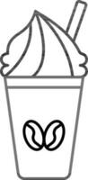 Chocolate Sundae Icecream Icon In Black Line Art. vector