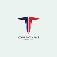 T letter, T logo vector font alphabet design and icon T