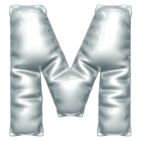 Silver balloon font 3d rendering, letter M png