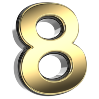 Number Gold 3D Render png