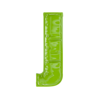 J Green Balloon Font 3d render png