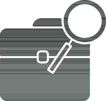 Briefcase with magnifying in flat style. vector