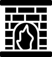 Fireplace in black and white color. vector