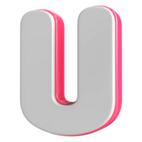 lettera u bianca con rosa 3d rendere png