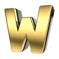 Letter W Gold With Black 3D Render png