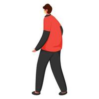 Side View of Young Boy Wear Protective Mask in Walking Pose. vector