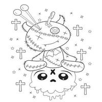 creepy kawaii pastel goth coloring page vector