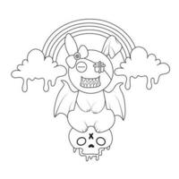 creepy kawaii pastel goth coloring page vector