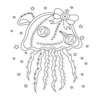 creepy kawaii pastel goth coloring page vector