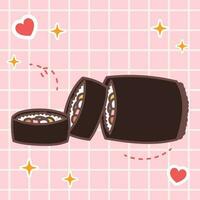 Kawaii food of roll nori sushi. Vector hand drawn cute cartoon character illustration logo icon. Japan anime, manga style concept design