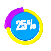 25 percentagem progresso 3d ícone png