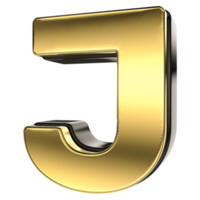 Letter J Gold With Black 3D Render png