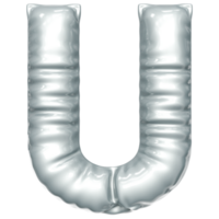 argent ballon Police de caractère 3d le rendu, lettre u png