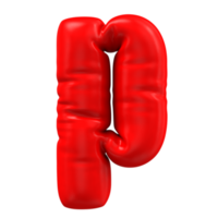 3d render of Red Letter balloons p Letter png