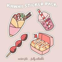 Kawaii sticker set or elements with cute japan anime manga cartoon style vector illustration-09