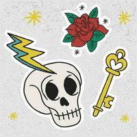 Old school tattoo sticker set colored art design-05 vector