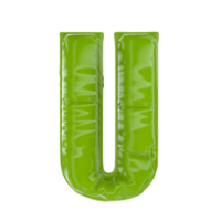 U Green Balloon Font 3d render png