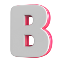 Letter B White With Pink 3D Render png