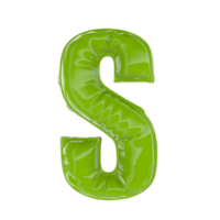 S Green Balloon Font 3d render png
