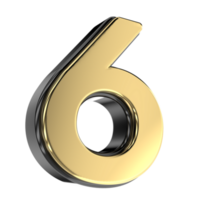 Number Gold 3D Render png