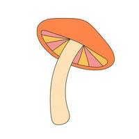 Hippie groovy mushroom. Retro psychedelic cartoon element. vector