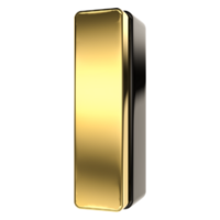 Letter I Gold With Black 3D Render png