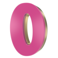 0 rosa con oro 3d rendere png