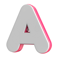 Letter A White With Pink 3D Render png
