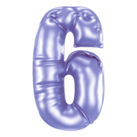 6 Number 3D Render png