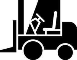 black and white illustration of forklift icon. vector