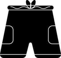 Short Pant Icon In Black And White Color. vector