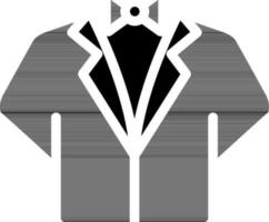 smoking traje icono en negro y blanco color. vector