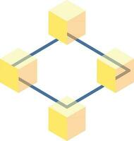 blockchain icono o símbolo en azul y amarillo color. vector