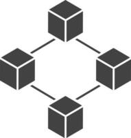 Blockchain Icon Or Symbol In Gray And White Color. vector