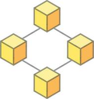 Blockchain Icon Or Symbol In Yellow Color. vector