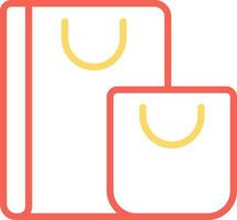 Shopping Bags Icon in Red and Yellow Line Art. vector
