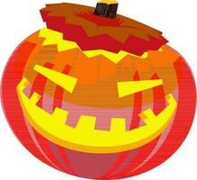 Scary halloween pumpkin in bright red color. vector