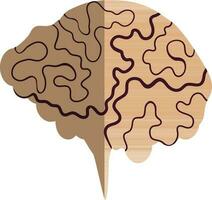 Brain icon of human body in half shadow style. vector